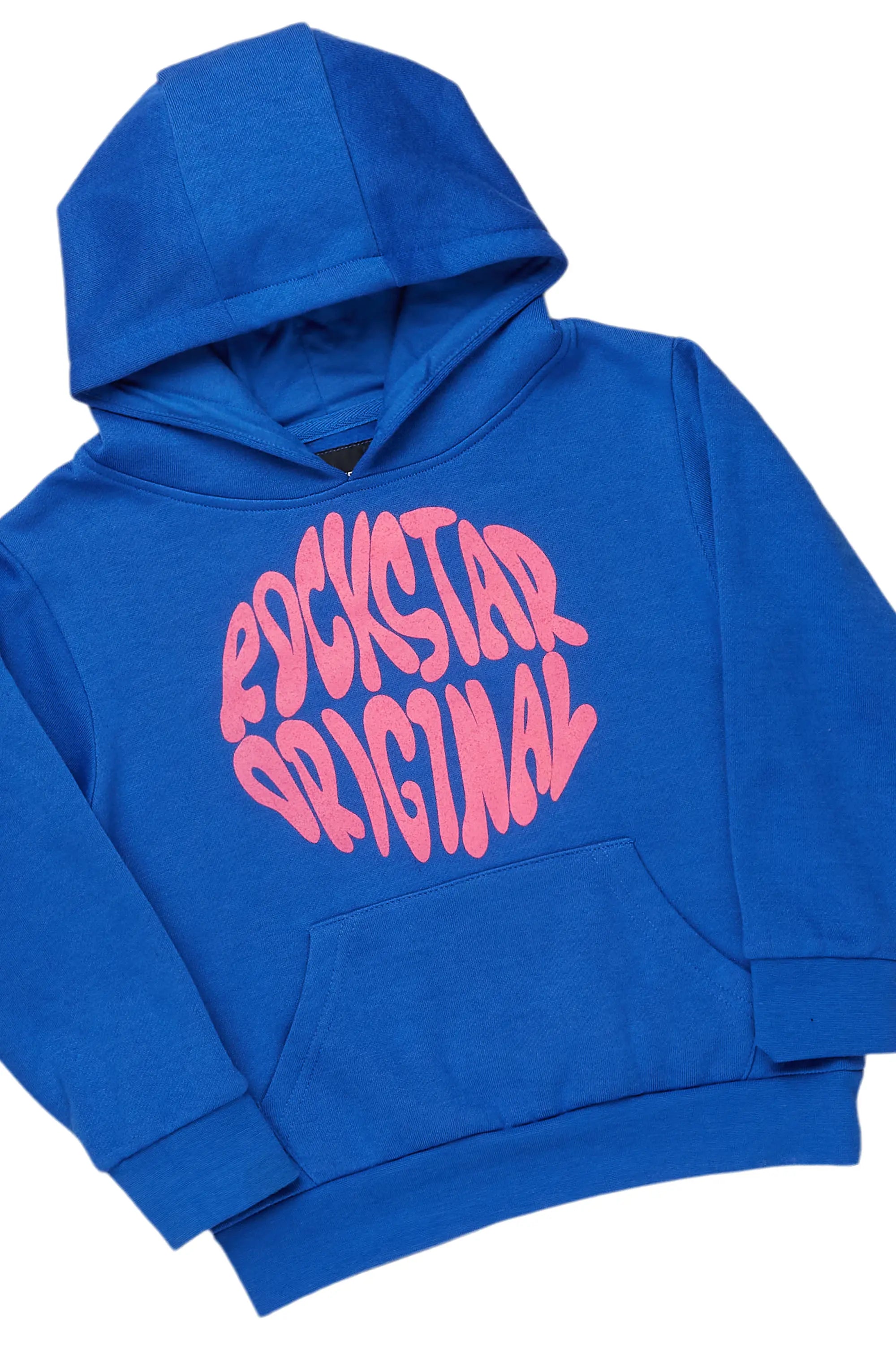 Girls Aria Royal Hoodie Stacked Flare Track Set