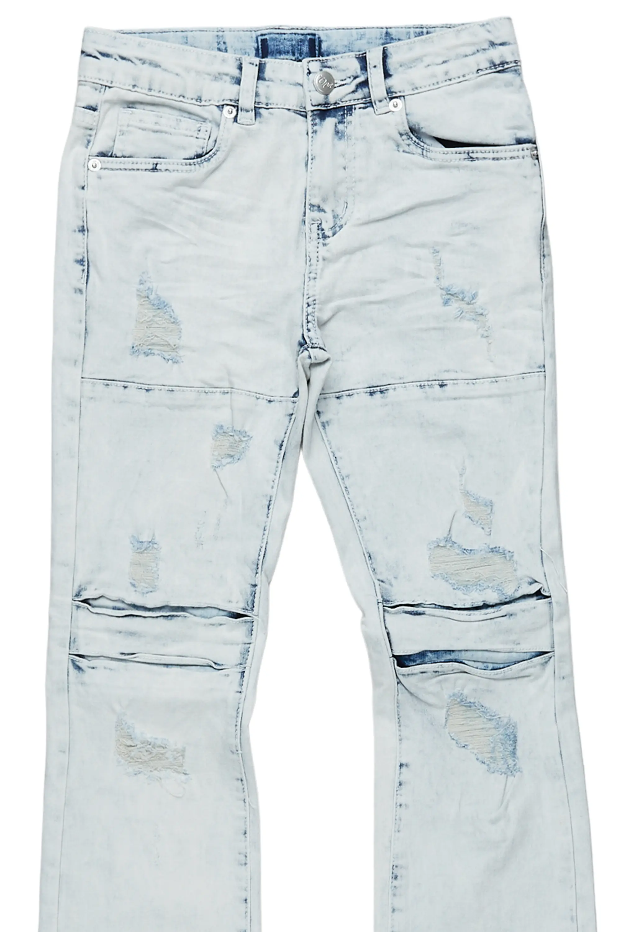 Girls Xaila Light Blue Stacked Flare Jean
