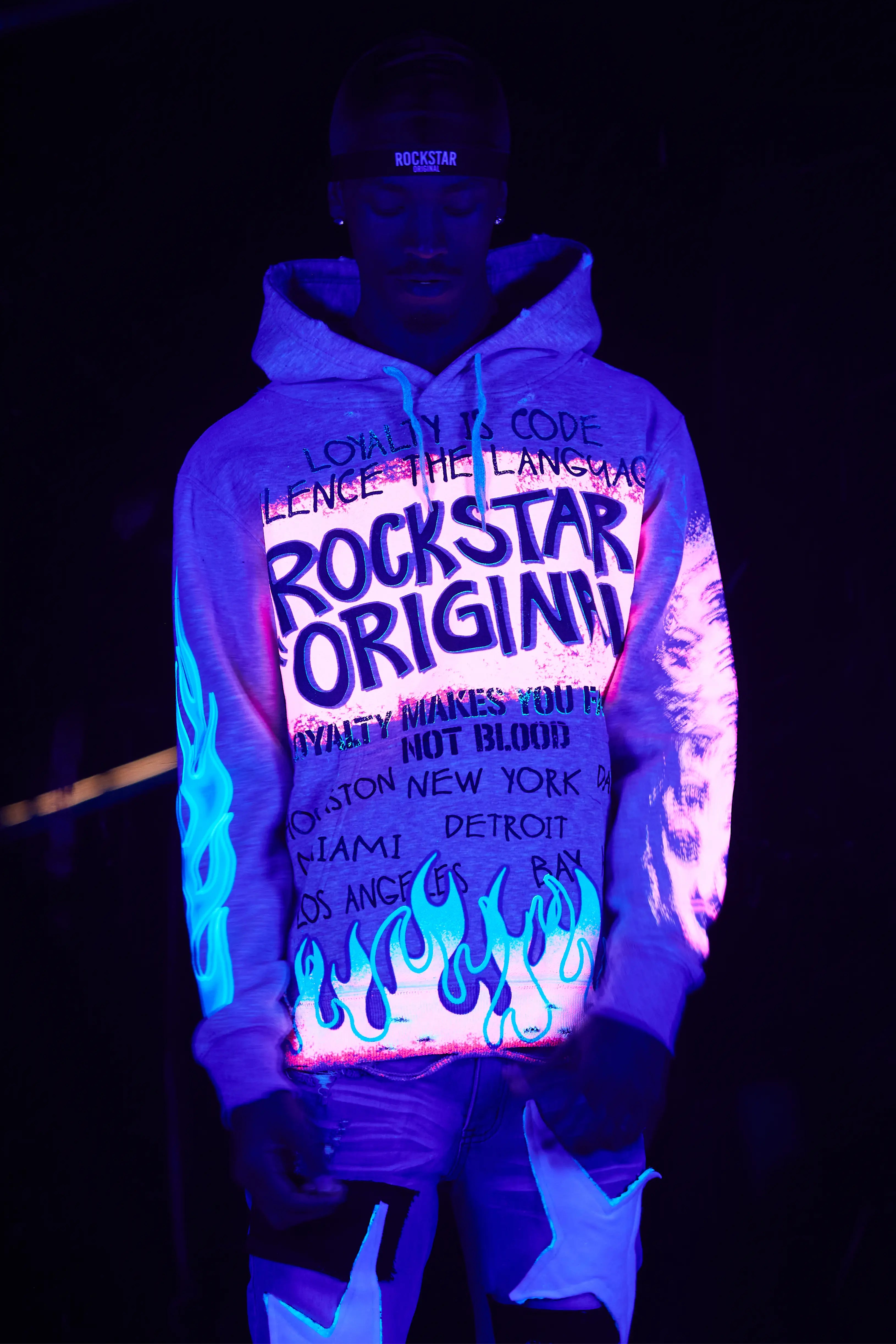 Beno Heather Grey Distressed Graphic Hoodie