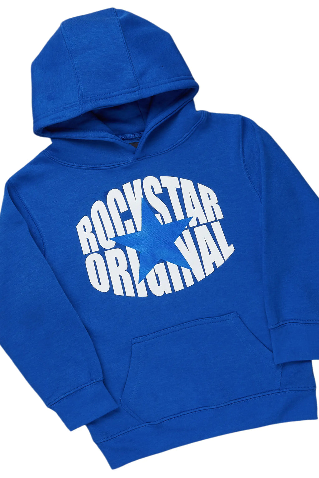 Boys Ezry Tree Camo/Royal Hoodie/Stacked Flare Jean Set