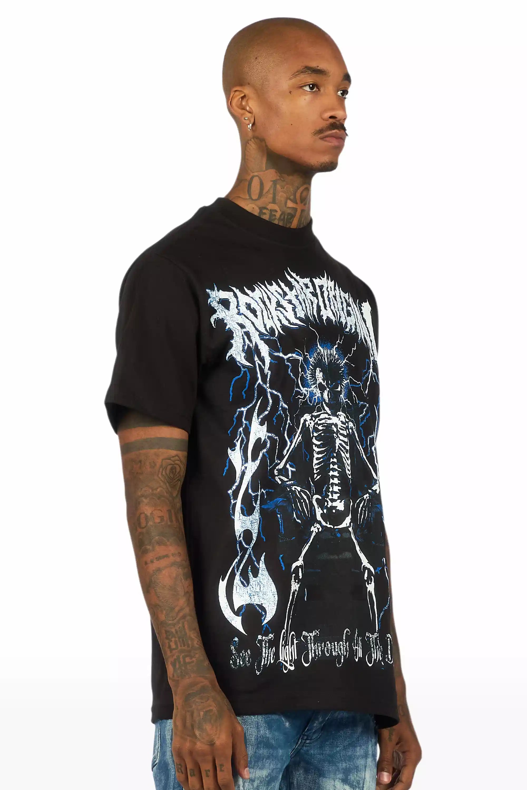 Deathrow Black Oversized Graphic T-Shirt