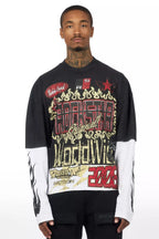 Deangelo Vintage Black/Red Boxy Crop Double Layer Tee