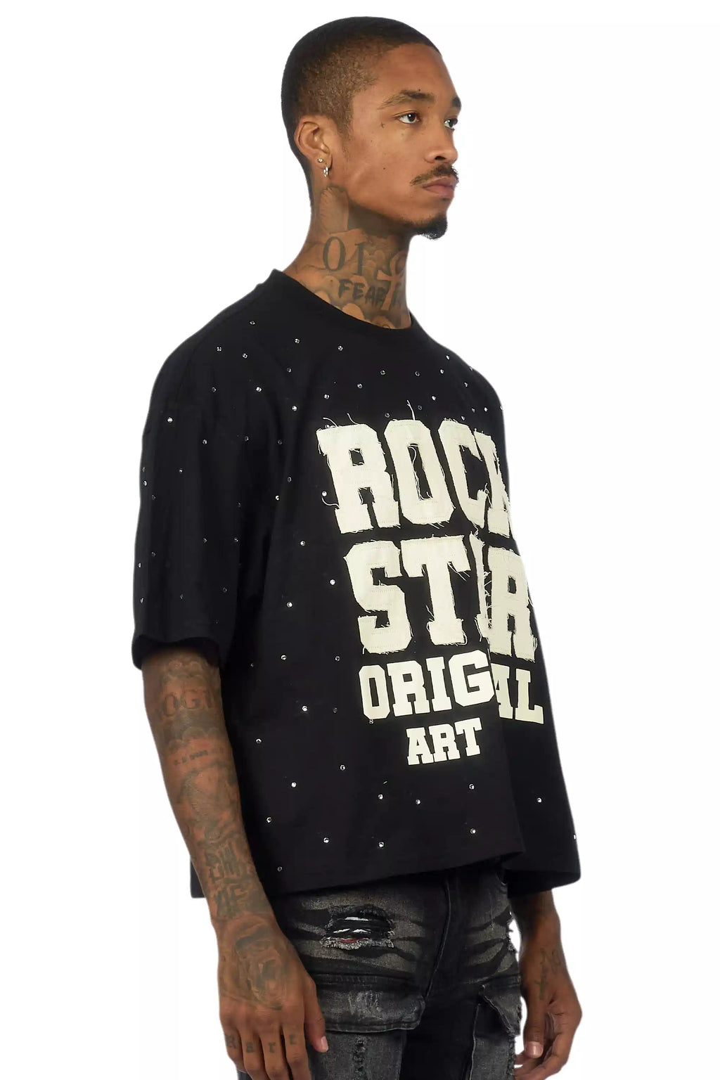 Yulian Black Boxy Crop T-Shirt