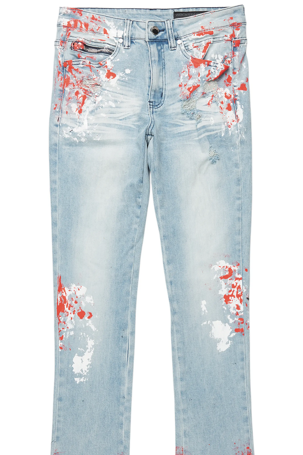Kodak Blue/Red Painter Stacked Flare Jean
