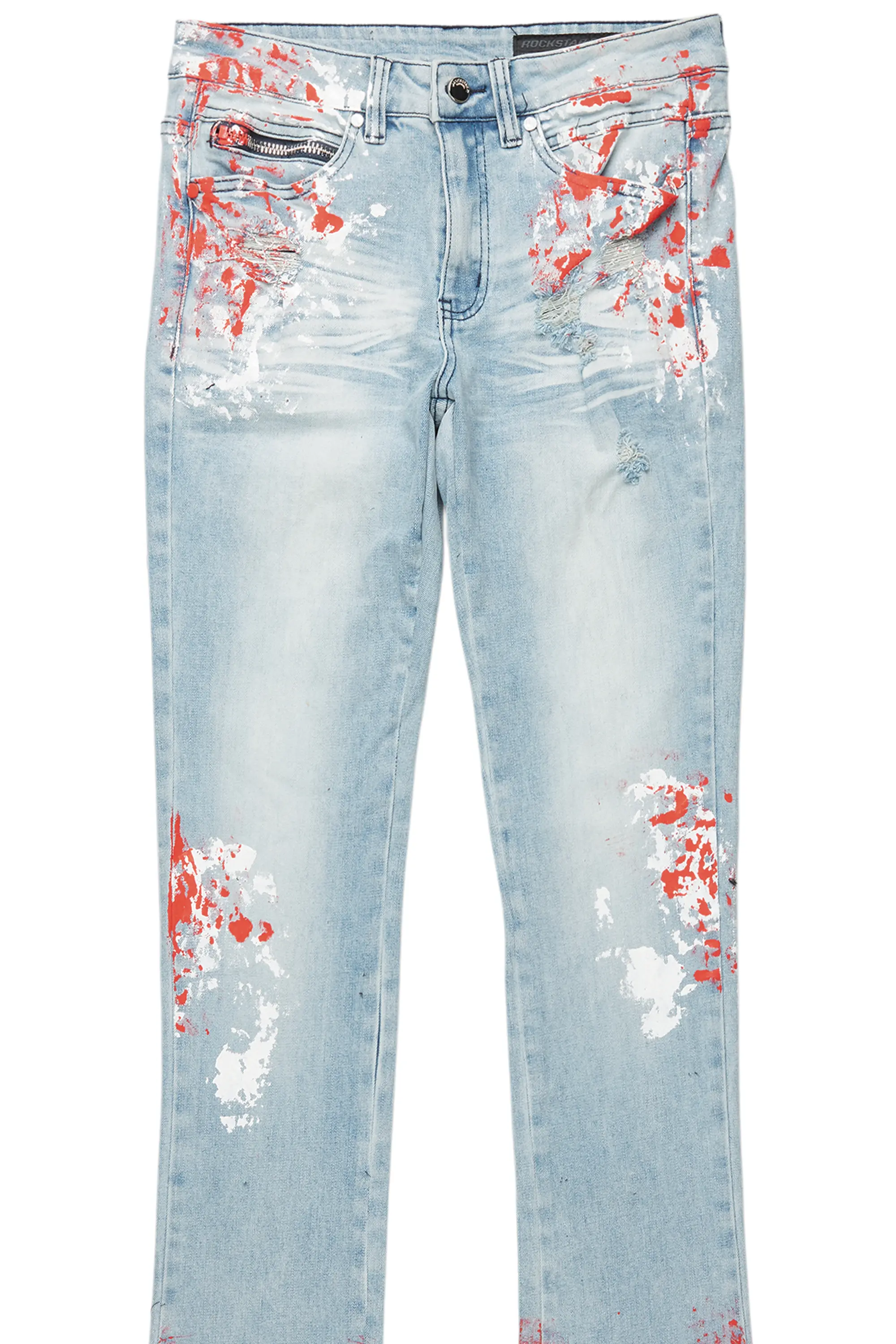 Kodak Blue/Red Painter Stacked Flare Jean