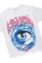 Pello White Oversized T-Shirt & Lakyn Light Blue Stacked Flare Jean Bundle