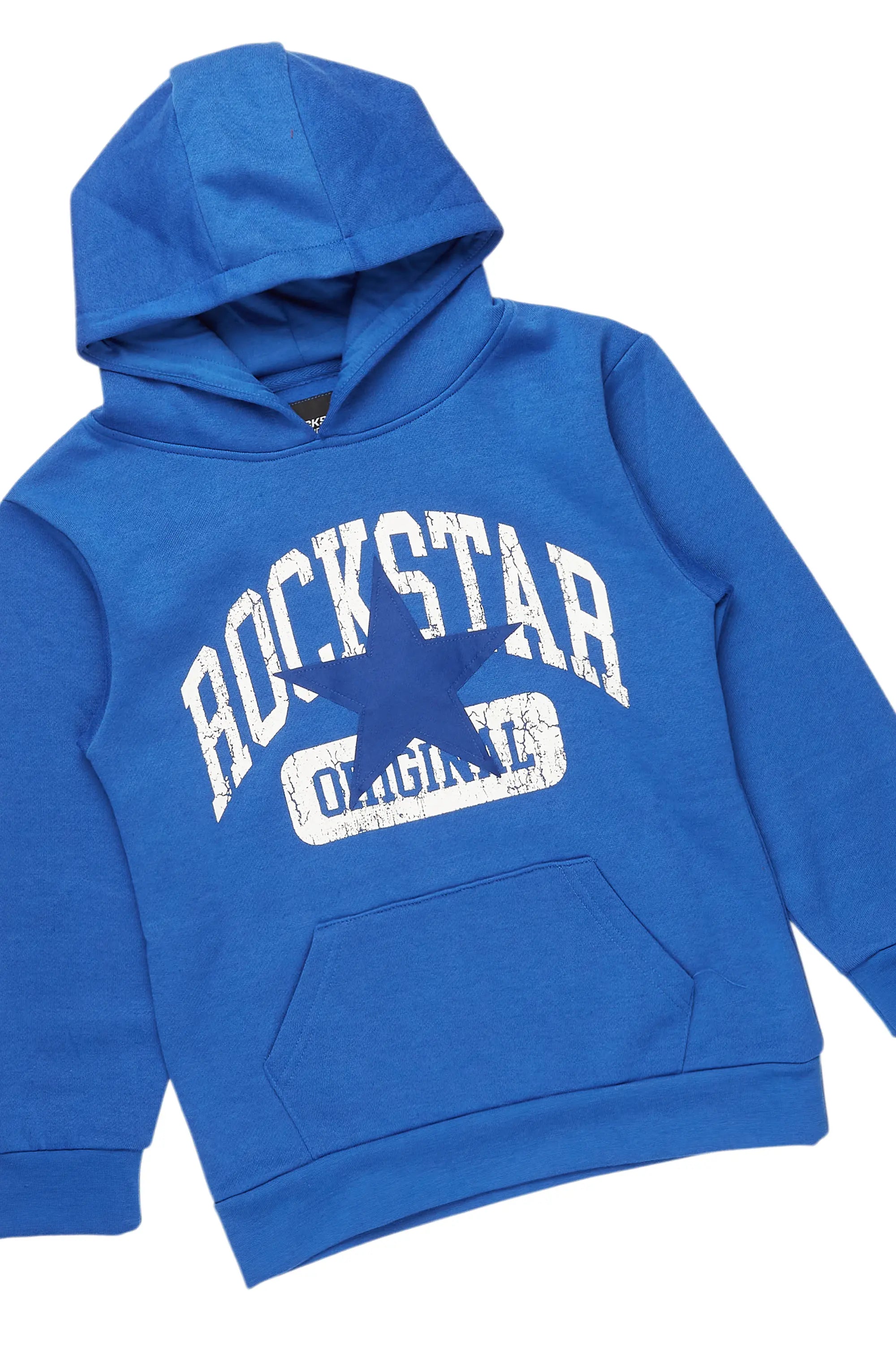 Girls Mallora Royal Blue Baggy Stacked Hoodie Track Set
