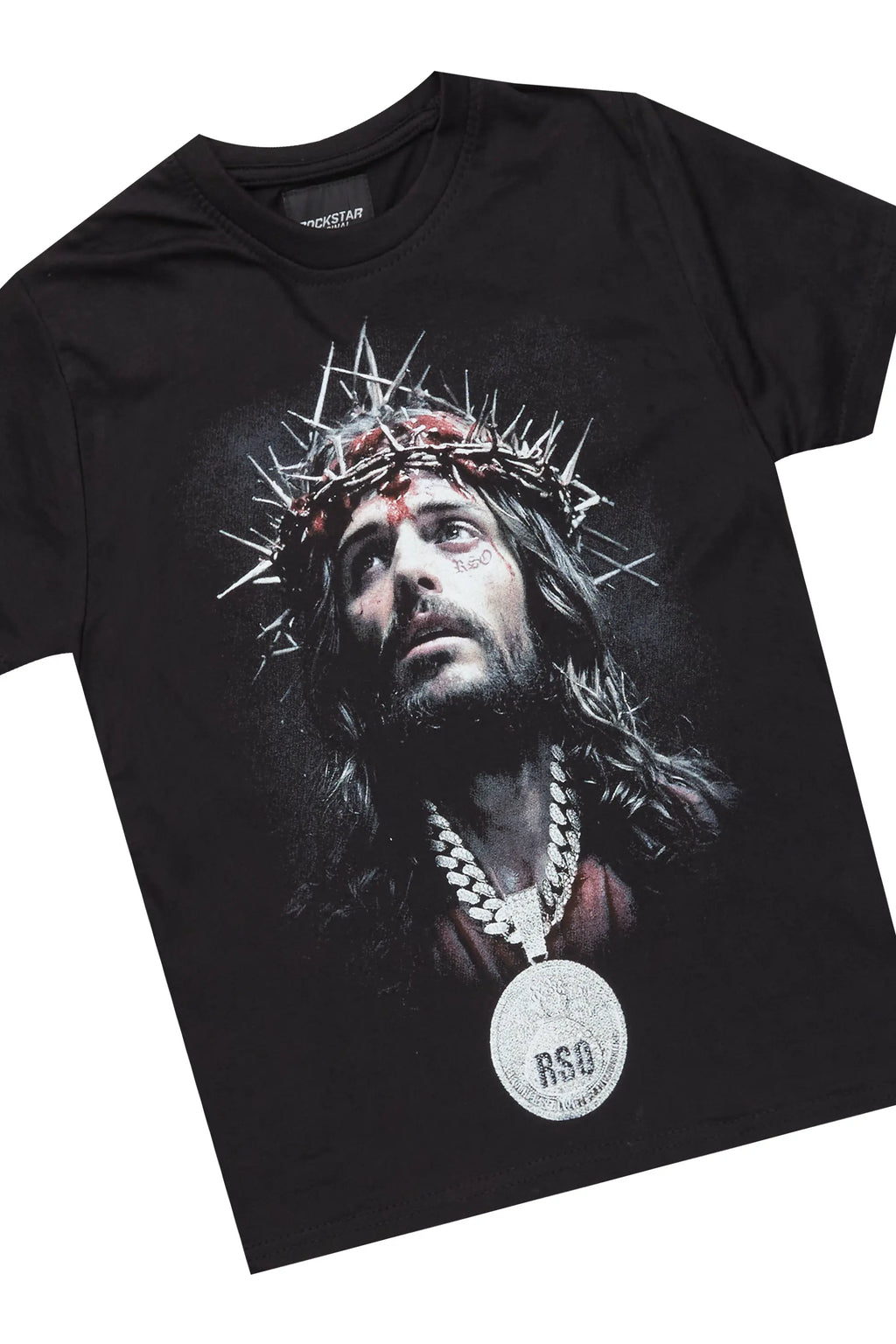 Boys Amina Black T-Shirt/Stack Flare Jean Set