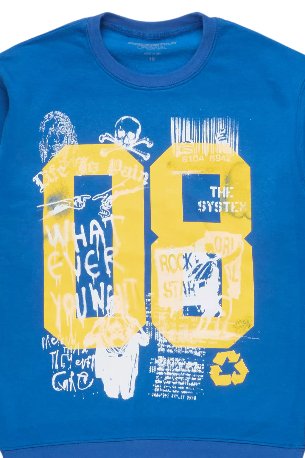 Boys Beau Royal Blue/Yellow Graphic Crewneck