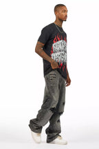 Discolite Rhinestone Grey Baggy Jean