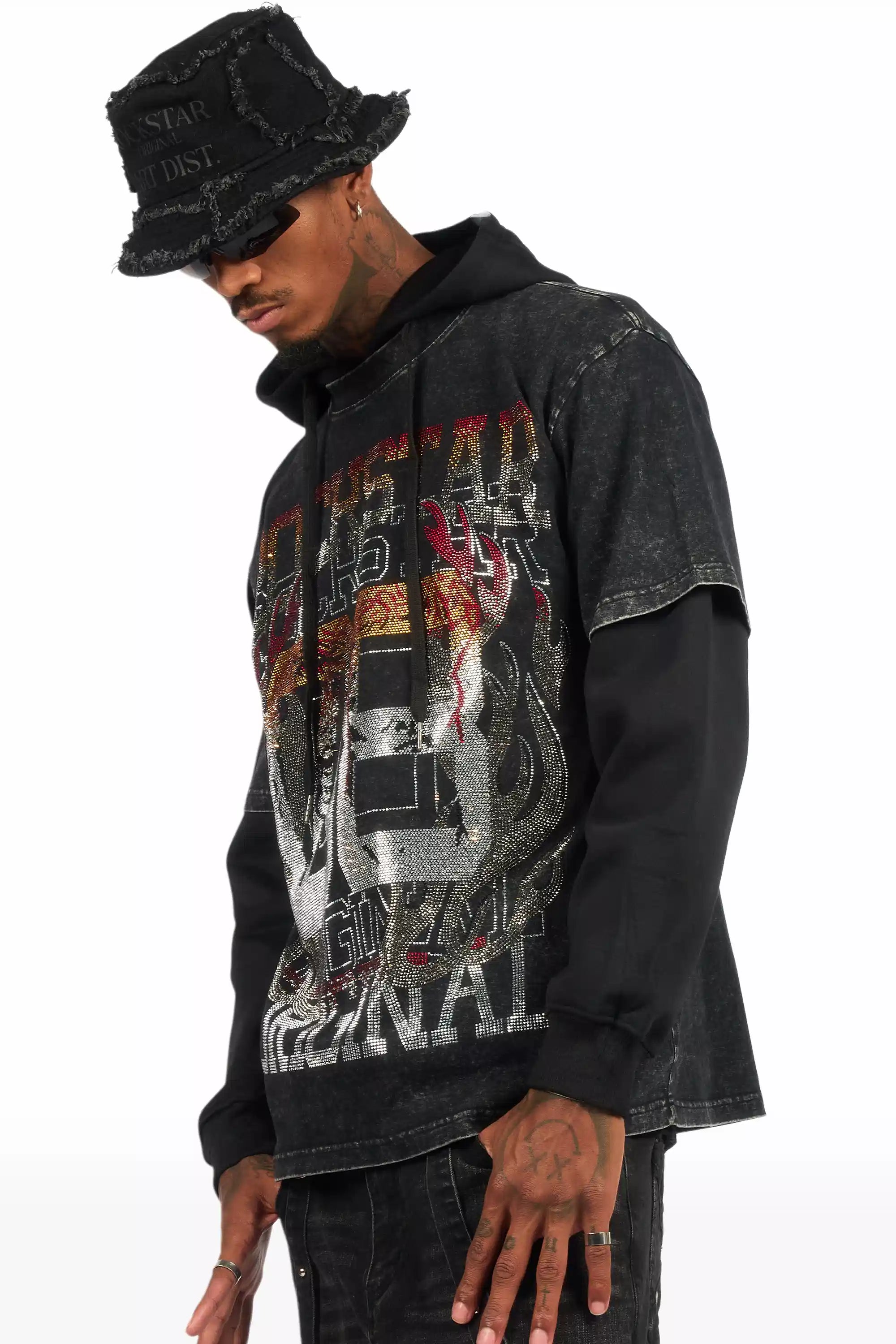 Ivo Jet Black Patchwork Bucket Hat