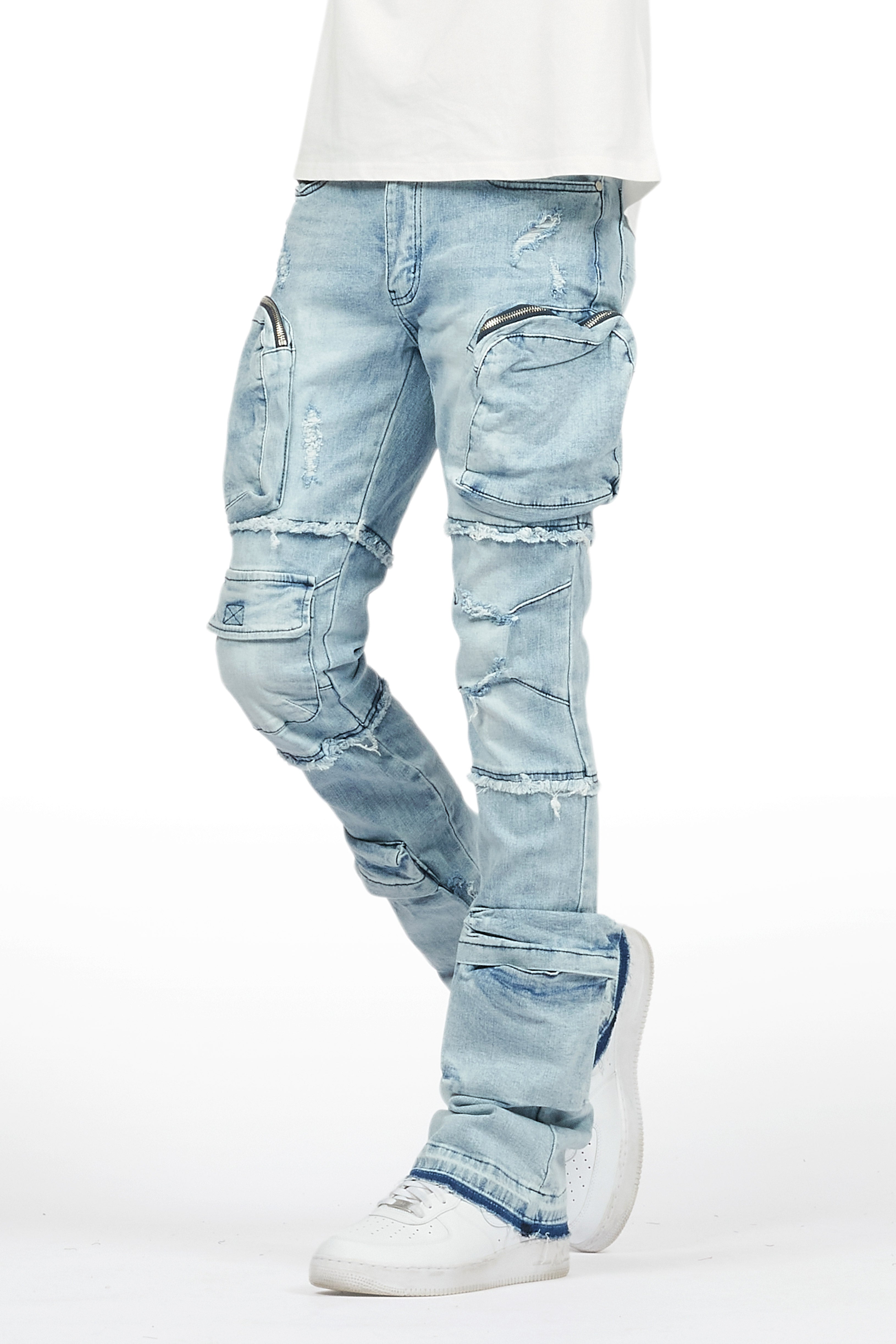 Shift Light Blue Stacked Flare Jean