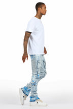 Quentin White/Blue T-Shirt/Stacked Flare Jean Set