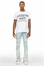 Oriel White/Black T-Shirt/Stacked Flare Jean Set