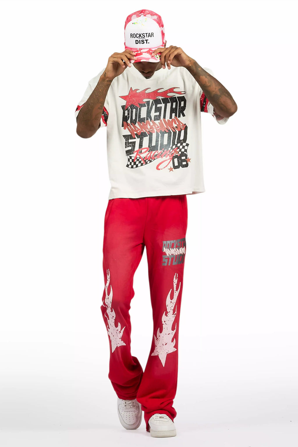 Garo Red T-Shirt/Baggy Stacked Track Set