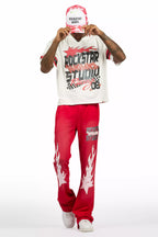 Garo Red T-Shirt/Baggy Stacked Track Set