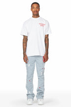 Luka Heather Grey Patchwork Stacked Flare Pants