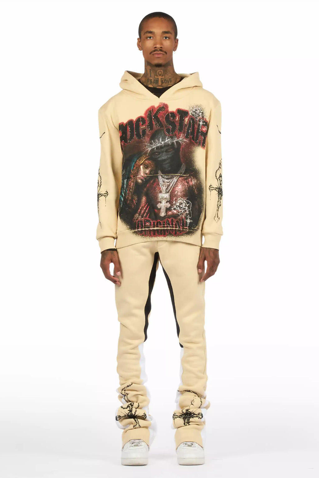 Vontae Beige/Black Hoodie/Super Stacked Track Set