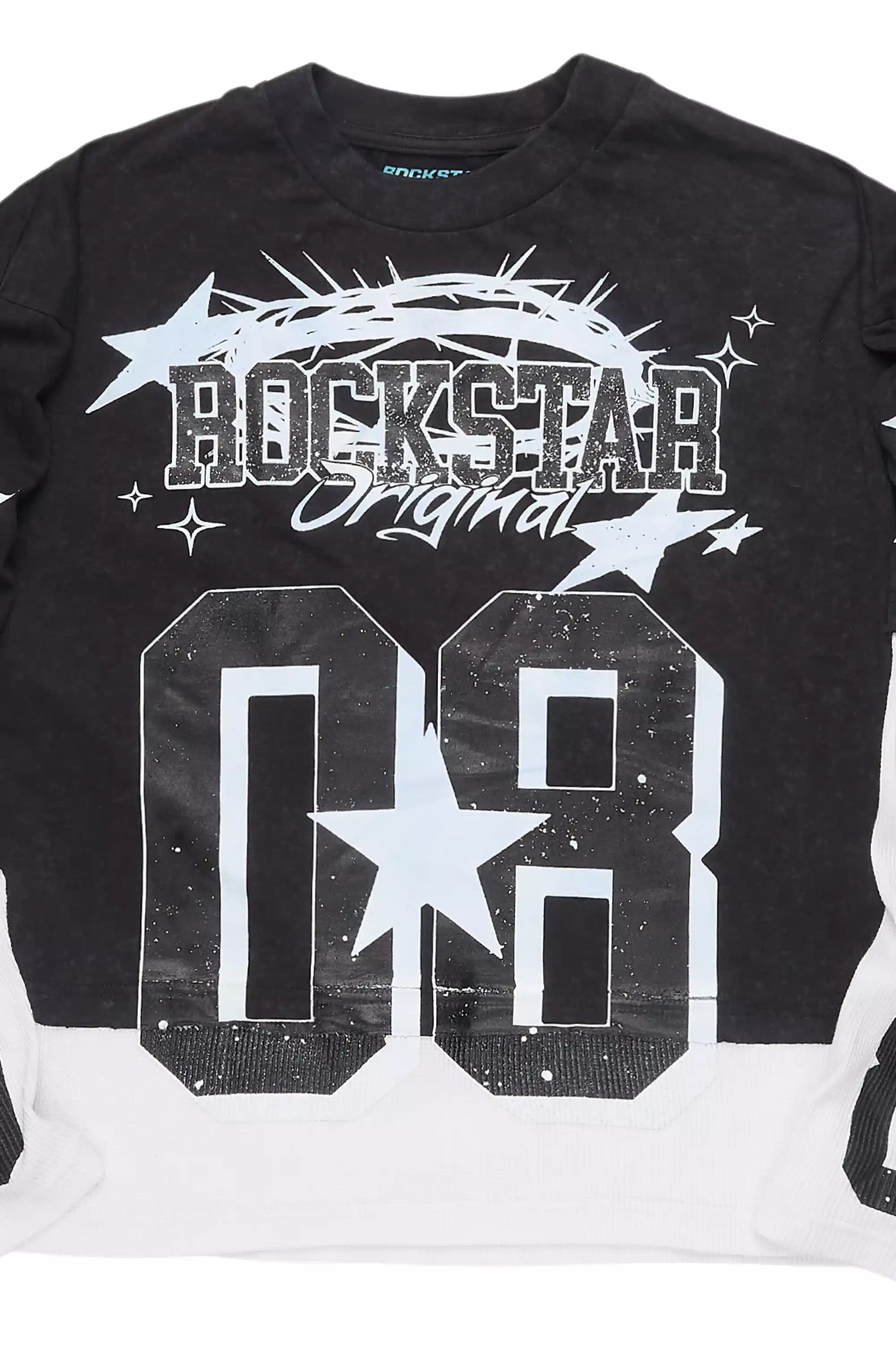 Allstar Vintage Black/White Boxy Crop Double Layer Tee