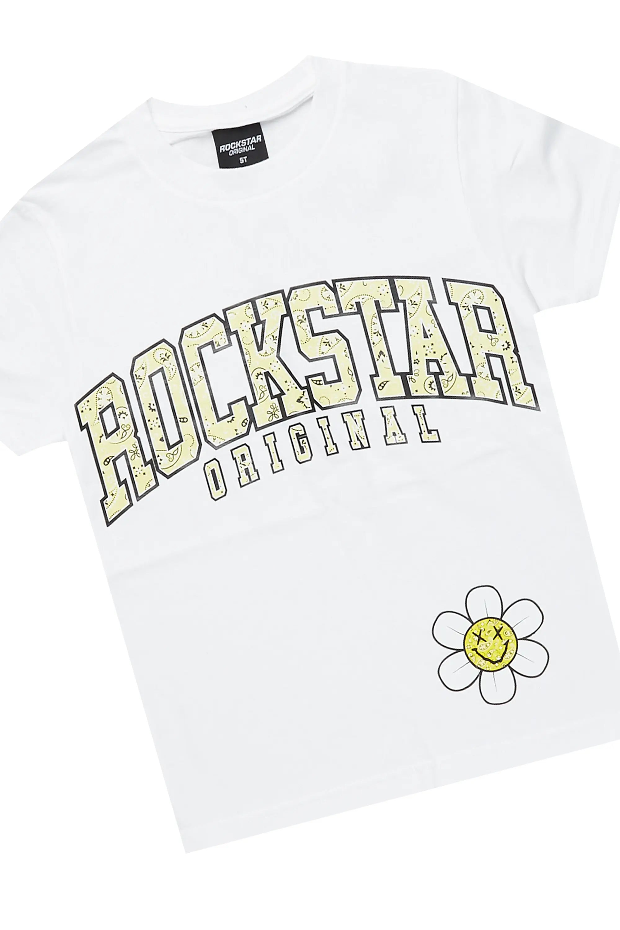 Girls Raisa White/Beige T-Shirt Cargo Jogger Set