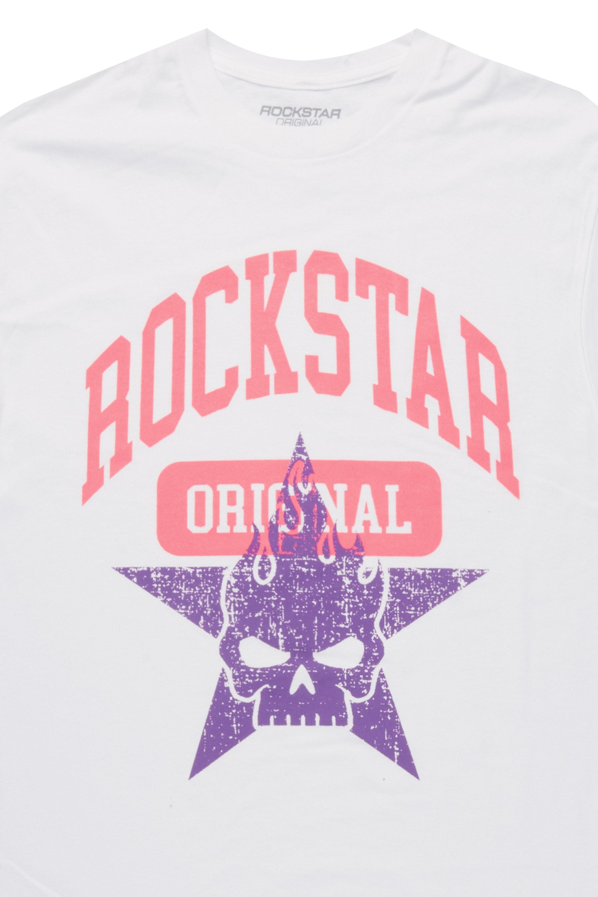 Girls Semaji White/Pink Graphic T-Shirt