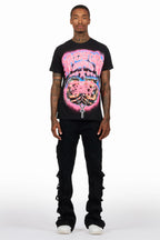 Attila Black Stacked Flare Jean