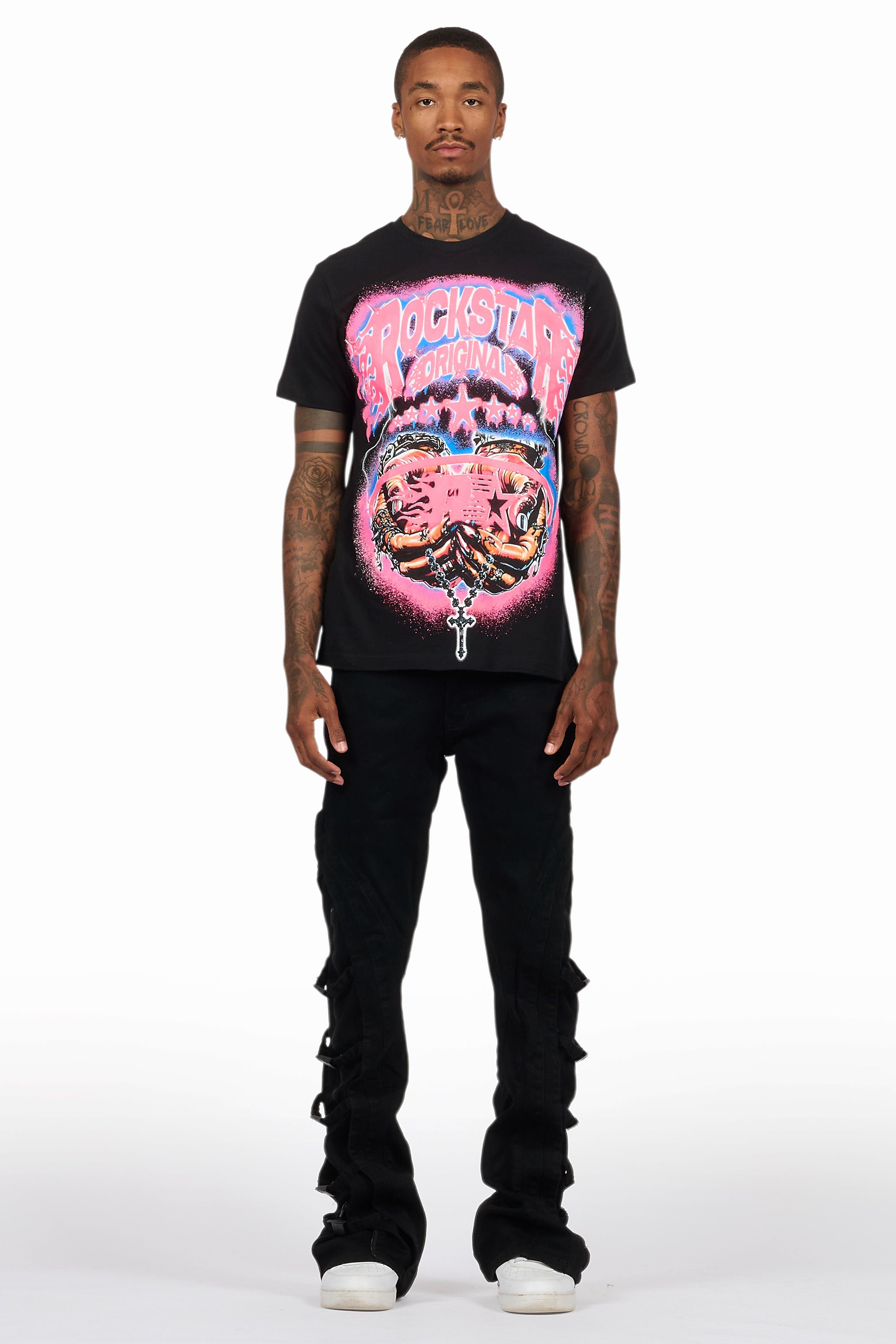 Attila Black Stacked Flare Jean