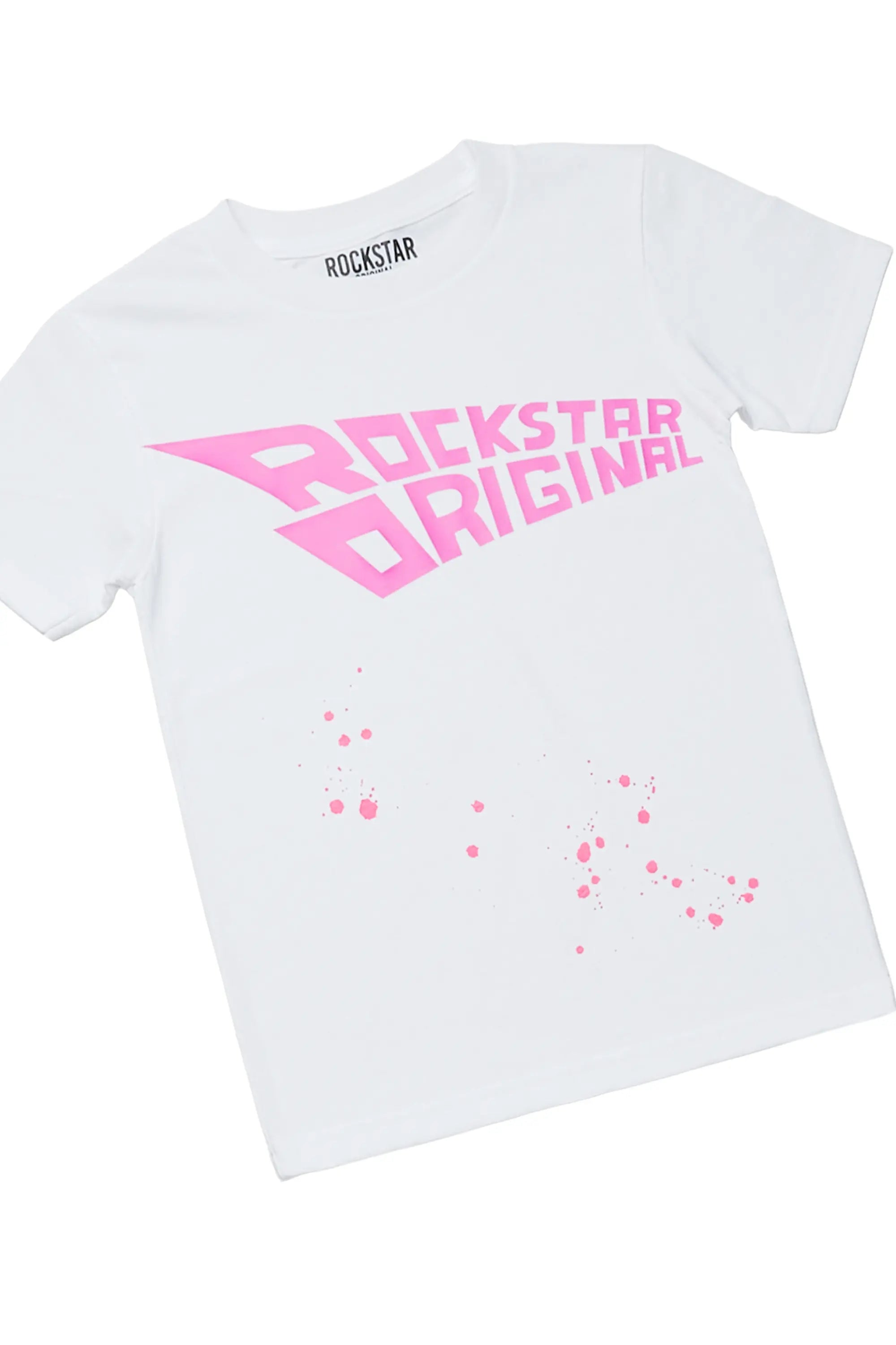 Girls Elani White T-Shirt Slim Jean Set