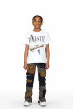 Boys Yasu White T-Shirt/Patch Cargo Jean