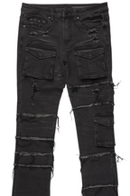 Folant Dark Grey Stacked Cargo Flare Jean