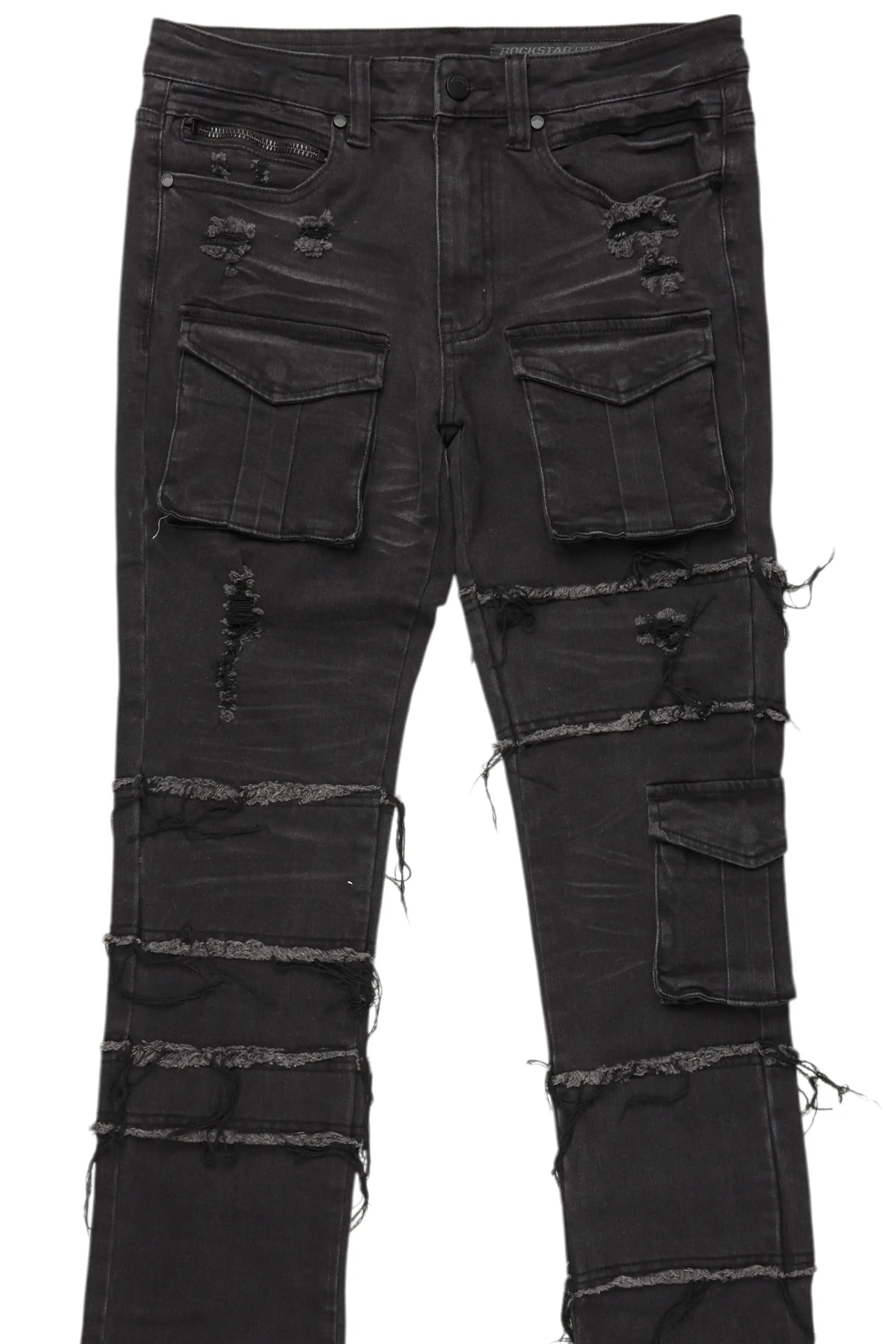 Folant Dark Grey Stacked Cargo Flare Jean