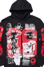 Grill Black/White Distressed Graphic Hoodie