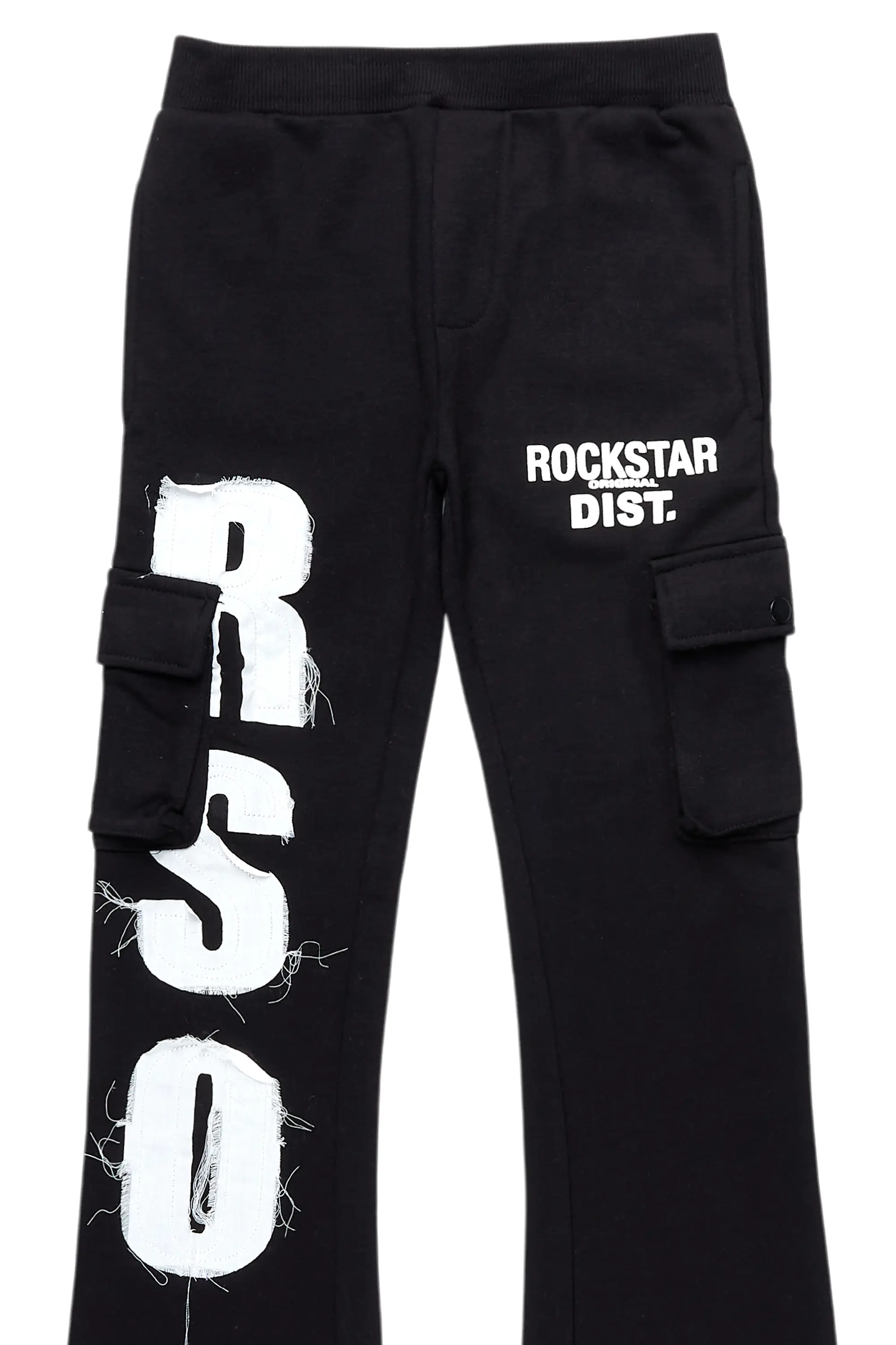 Boys Admir Black Stacked Flare Pant
