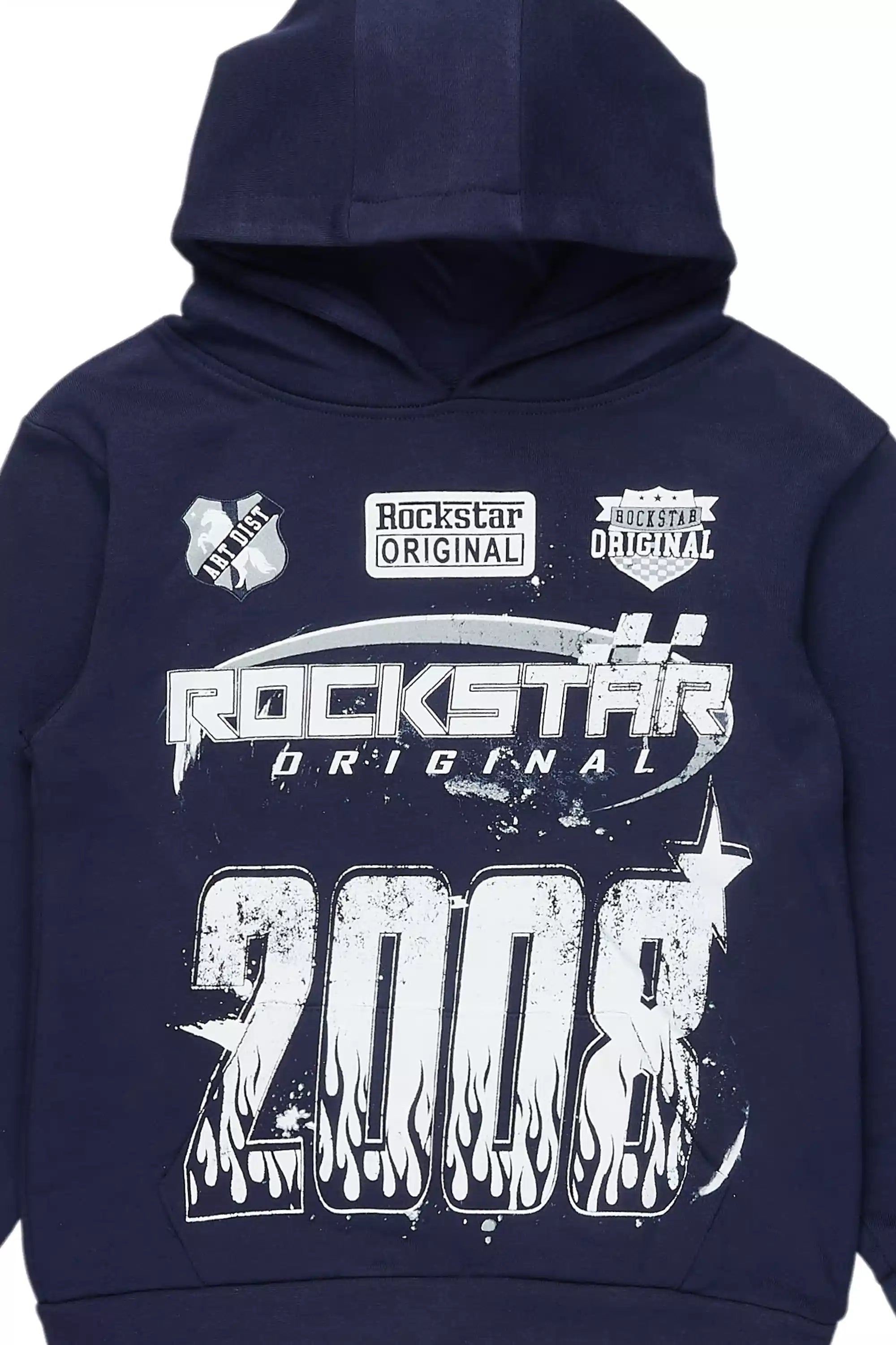 Boys Amos Navy/White Graphic Hoodie