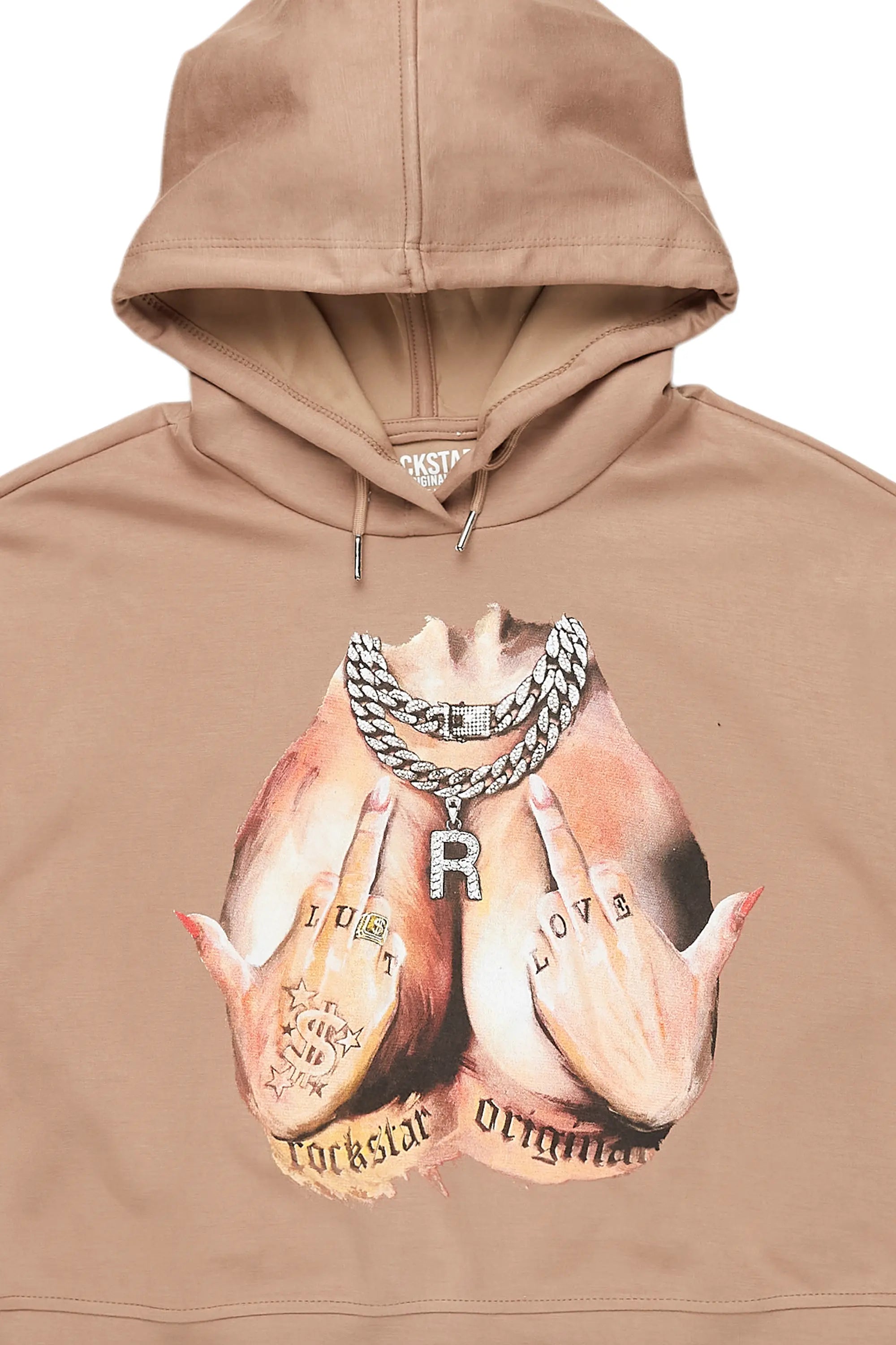 Deana Taupe Crop Hoodie