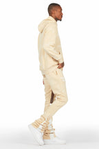 Nelly Beige Hoodie/Super Stacked Flare Pant Set