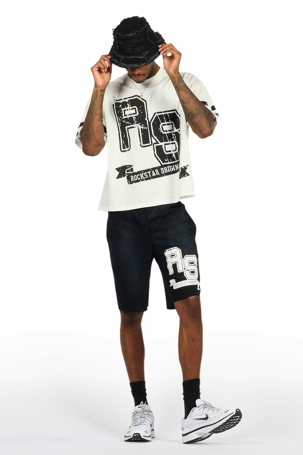 Alik White/Black Crop Boxy Tee Short Set