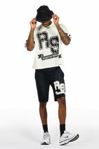 Alik White/Black Crop Boxy Tee Short Set