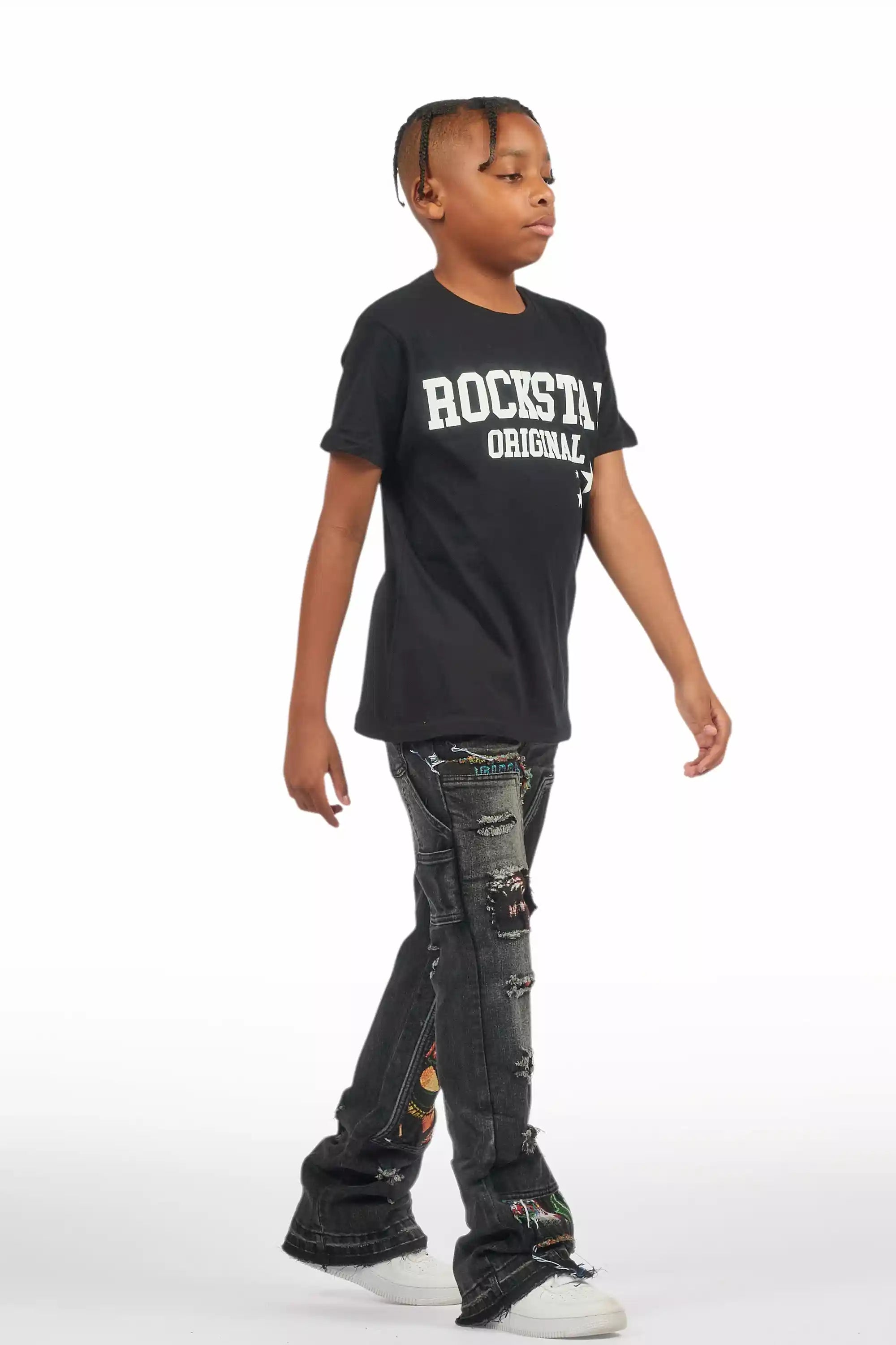 Boys Yanis Black Baggy Fit Jean