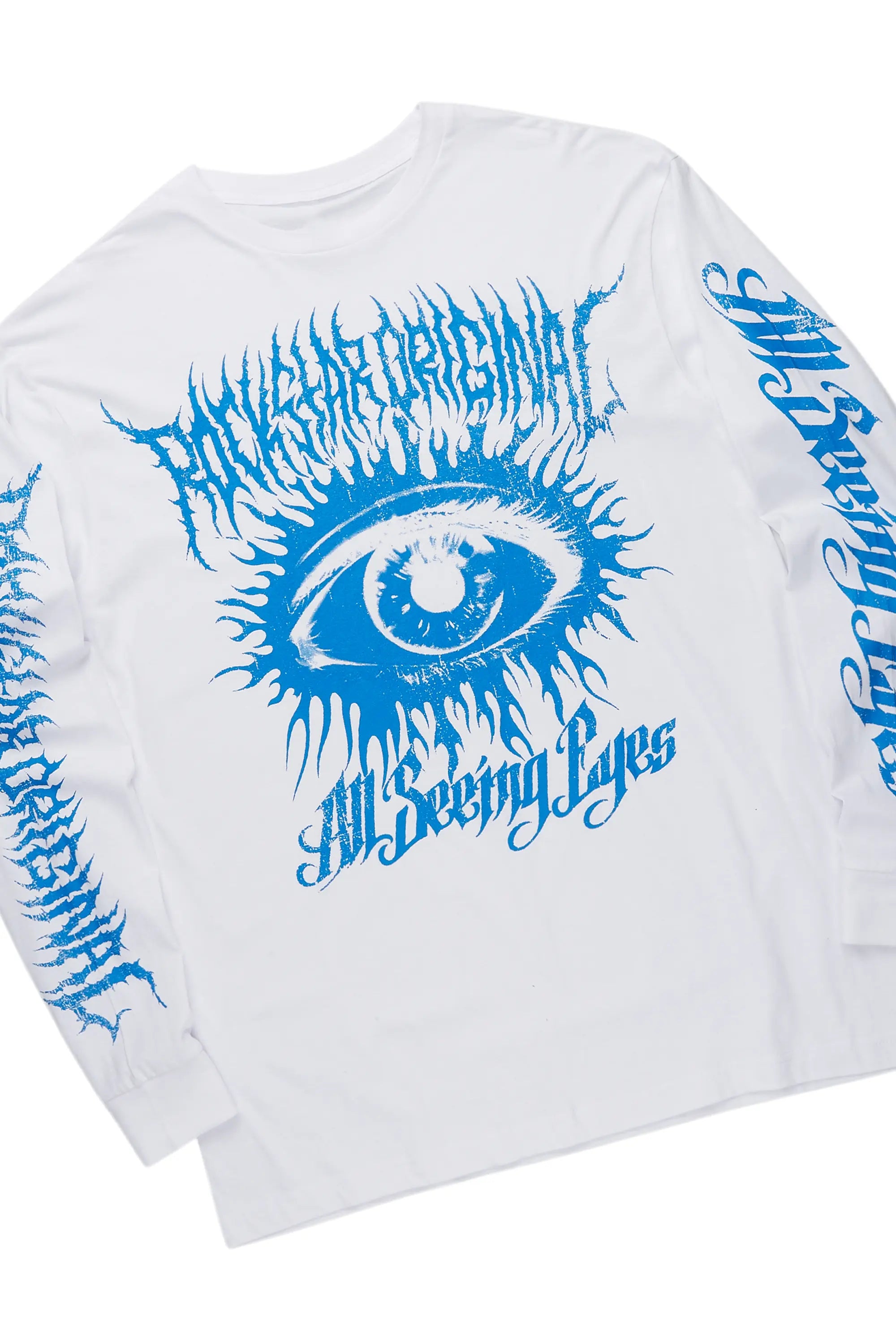 All Seeing Eyes White/Royal Long Sleeve T-Shirt/Baggy Pant Set