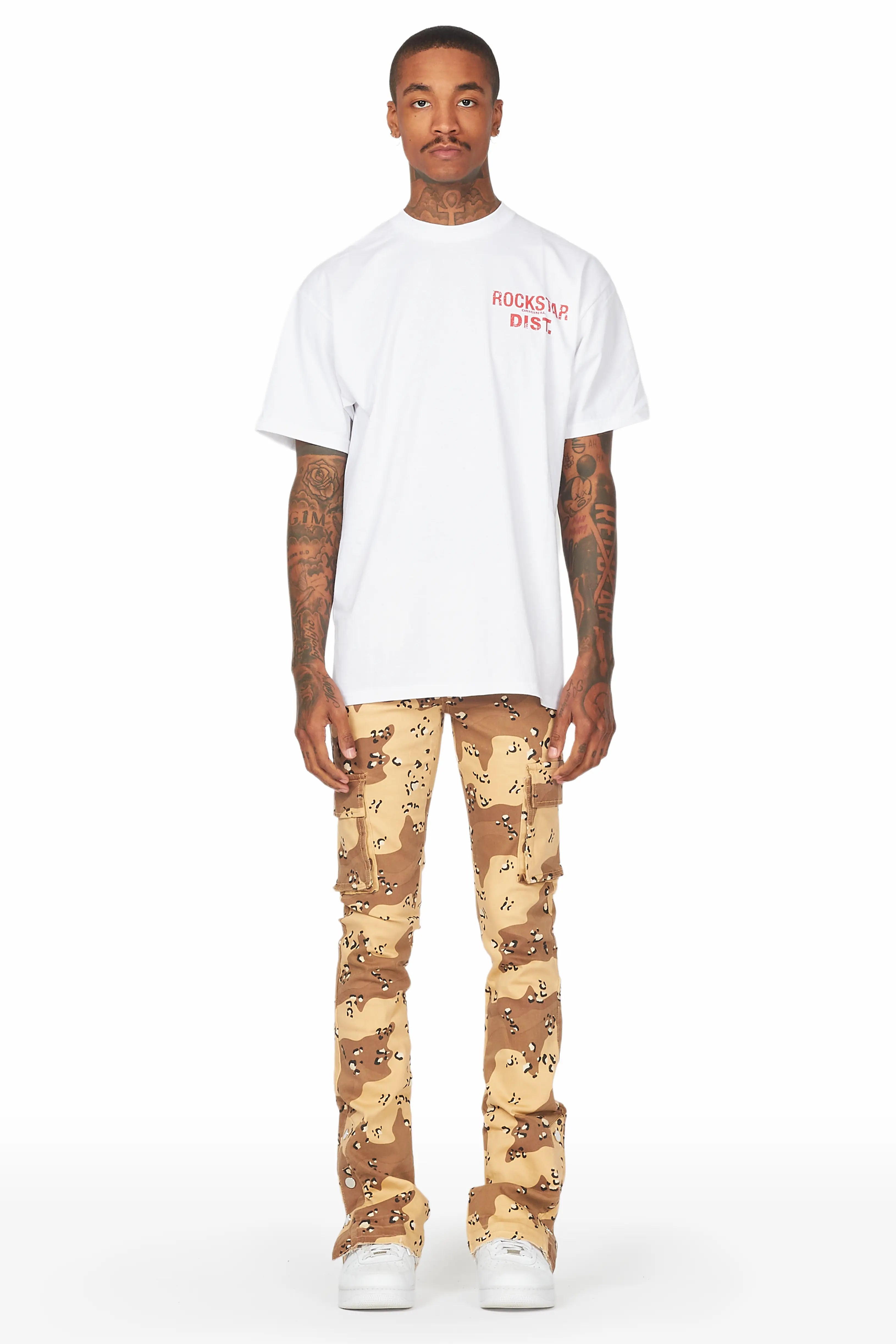 Waage Desert Camo Cargo Stacked Flare Jean