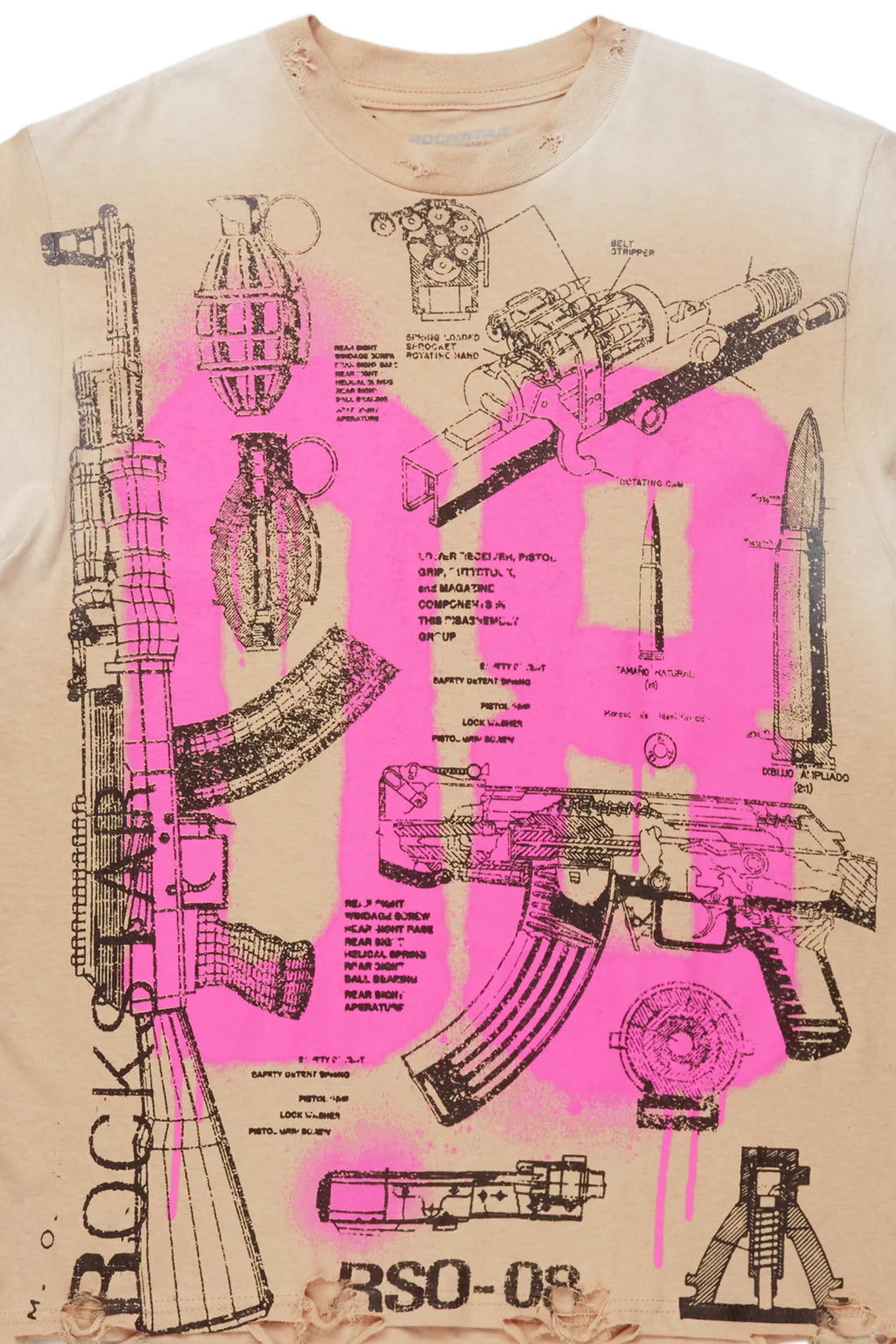 Nesta Beige Oversized Graphic T-Shirt