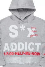 Addict Heather Grey/Red Graphic Hoodie