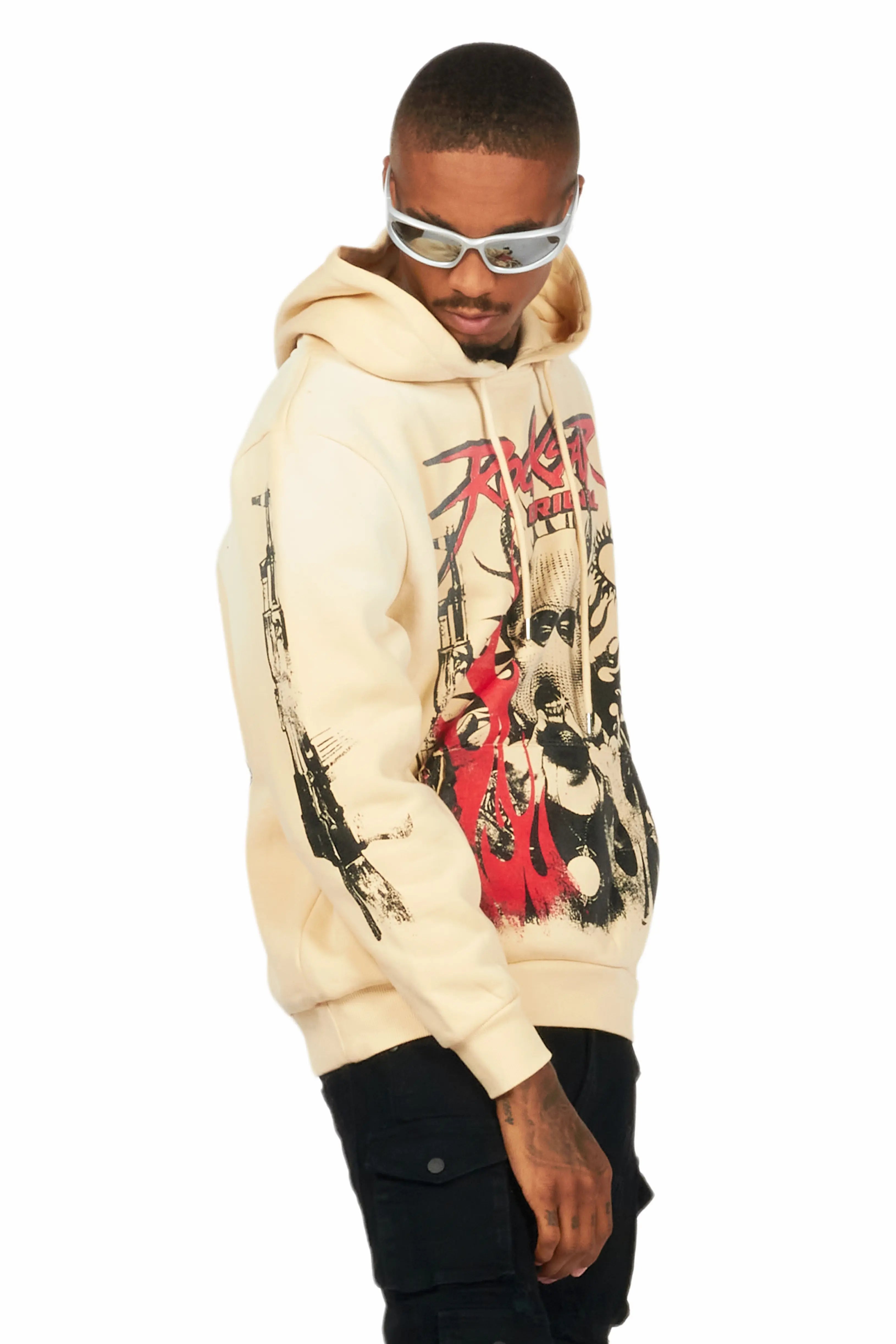 Mercy Beige Graphic Hoodie