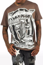 Smokeem Dark Grey/Black Oversized Graphic T-Shirt