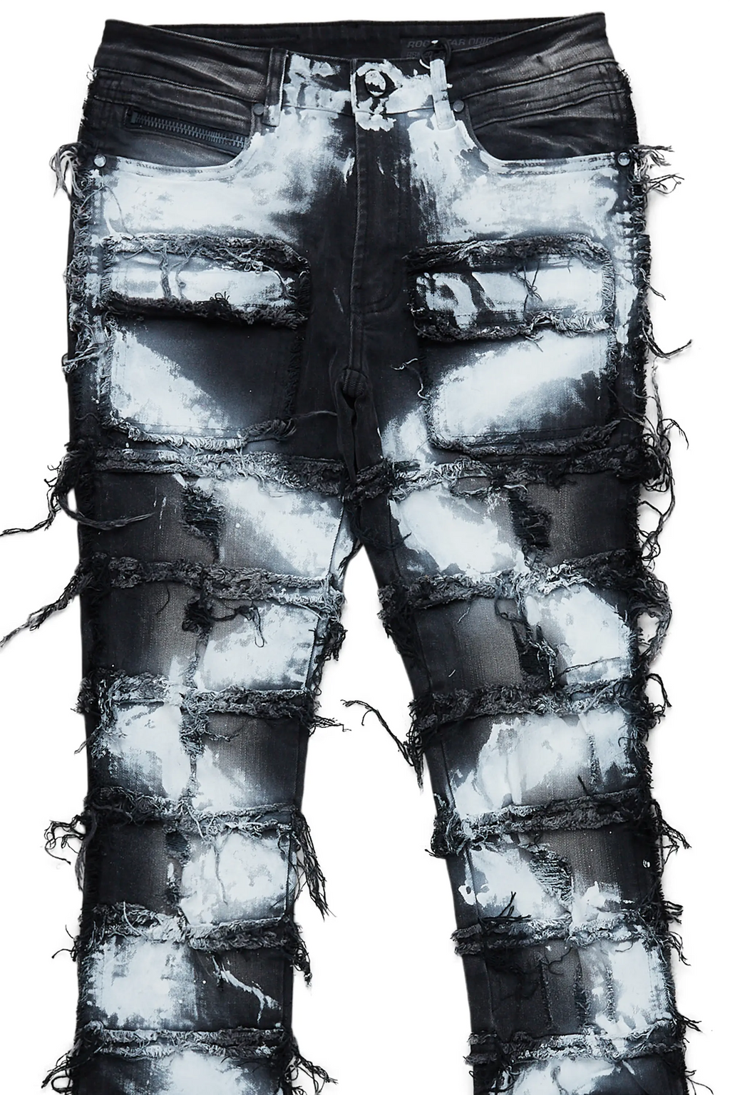 Falan Black Painter Stacked Flare Jean