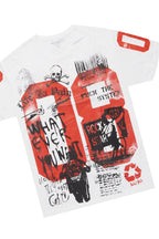 Grill White/Red Oversized Graphic T-Shirt/Dag Stacked Flare Jean Set