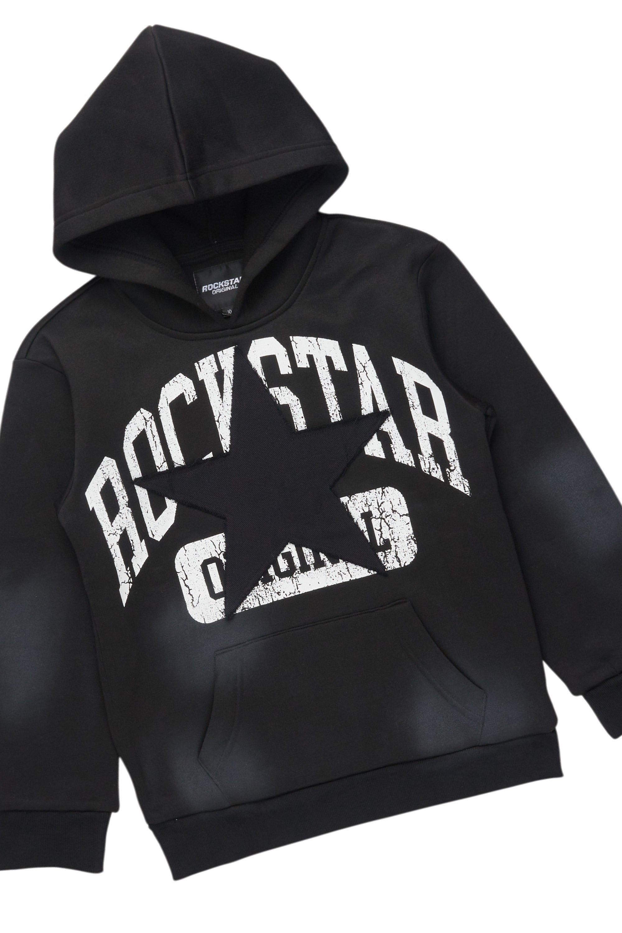 Boys Mallor Black/White Stacked Hoodie Track Set