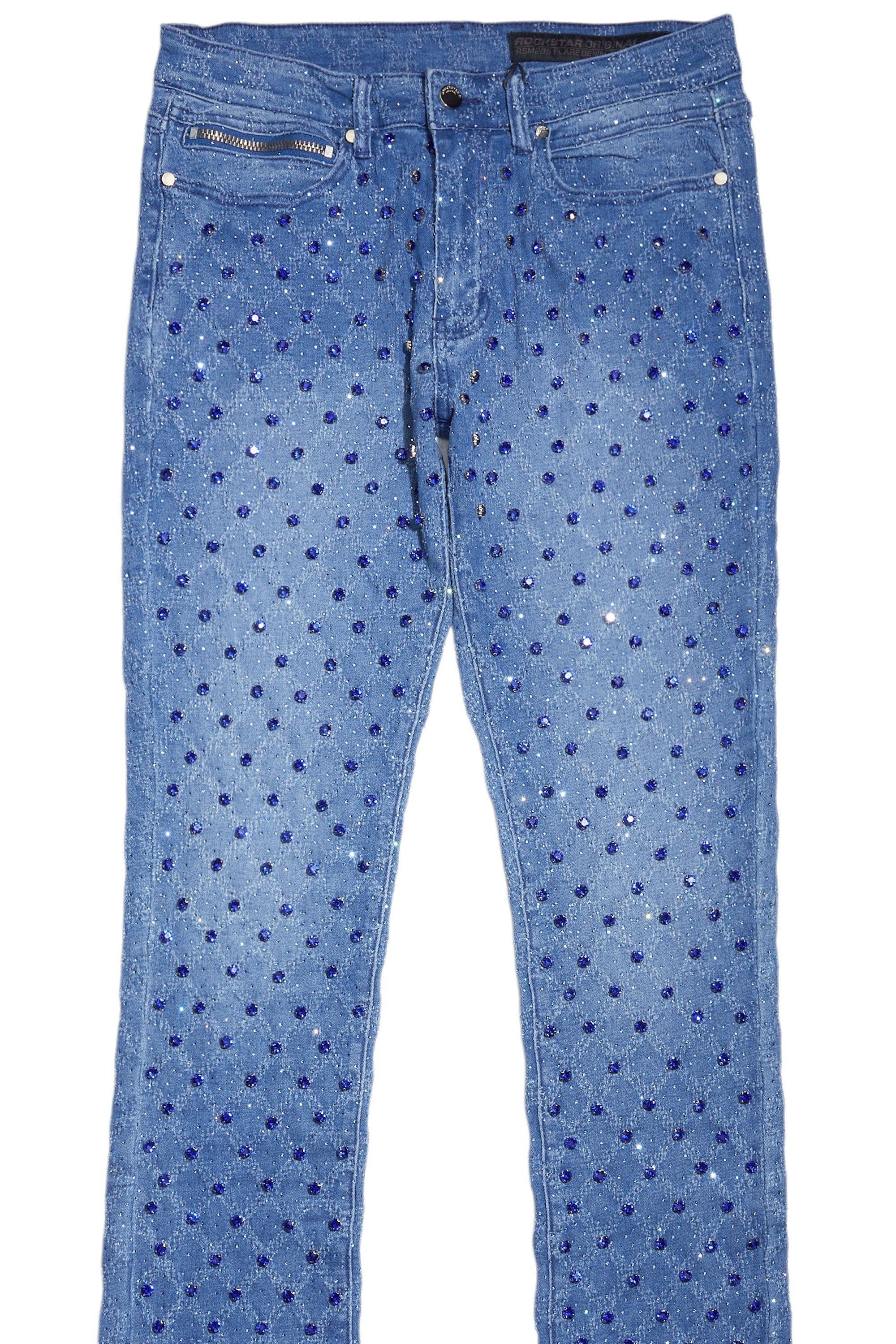 Glit Royal Blue Rhinestone Stacked Flare Jean