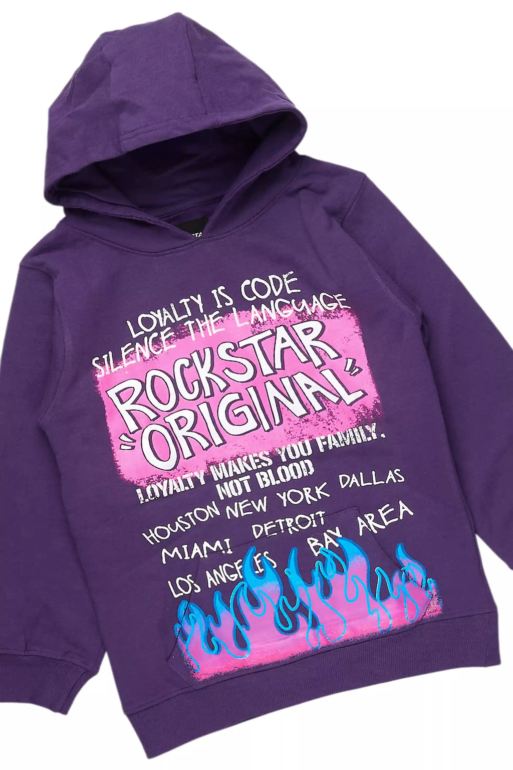 Girls Bridgette Purple/Pink Hoodie Stacked Flare Track Set